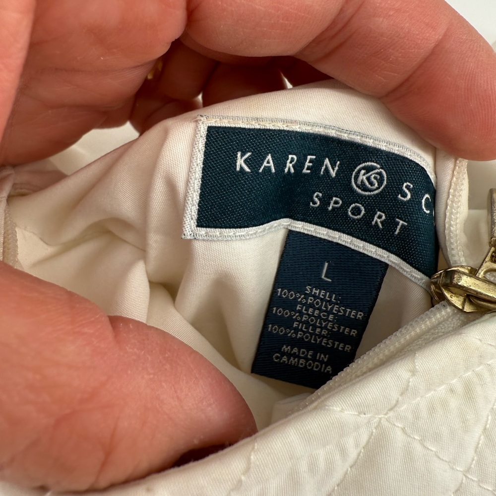 Karen Scott Reversible White and Brown Fleece Quilted Sleeveless Jacket Size L - Picture 3 of 4